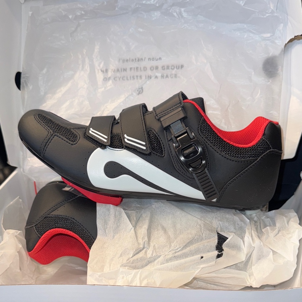 Peloton Kids Black and Red Sneakers
